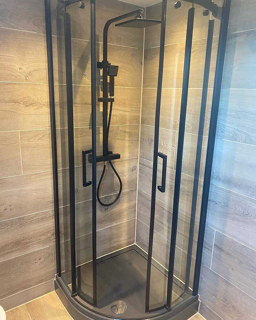 Quadrant shower enclosure, black frame