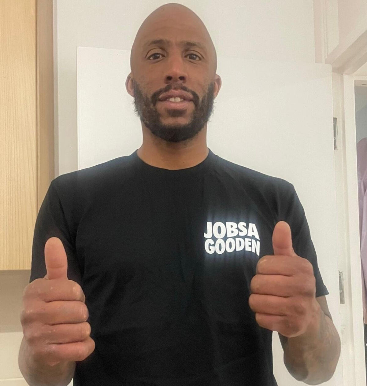 Carl Wilson, founder of Jobsa Gooden, giving a thumbs up